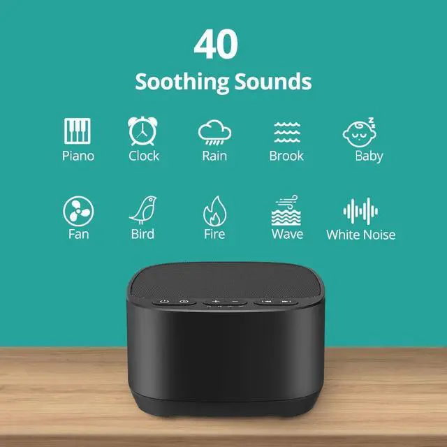 Alt view image 2 of 7 - Sleep Sound White Noise Machine with 40 Natural Soothing Sounds and Memory Function 32 Levels of Volume Powered by AC or USB and Sleep Timer Sound Therapy for Baby Kids Adults (B-Black)