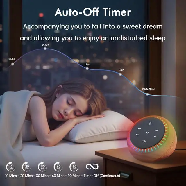 Alt view image 3 of 7 - Sound Machine for Sleep, White Noise for Sleeping Adults & Baby
