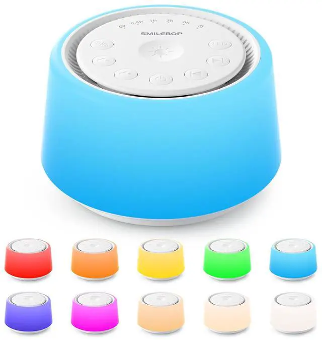 Main image of White Noise Machine with Night Light, 30 Soothing Sounds Portable Sound Machine for Baby and Adults, 10 Color Night Light, 5 Timer Options, Memory Function,Compact for Travel (White)