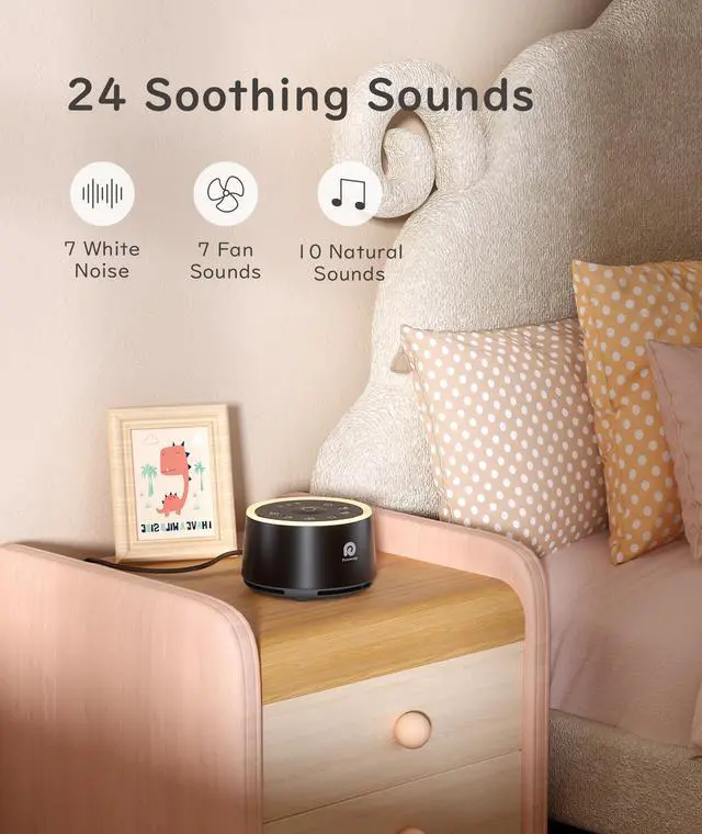 Alt view image 2 of 7 - White Noise Machine - Sound Machine for Adult Baby Kid, Noise Machine for Sleeping with 24 Calming Sound, Ambient Nightlight, Continuous or Timer, Loud Sleep Machine for Home Nursery Office
