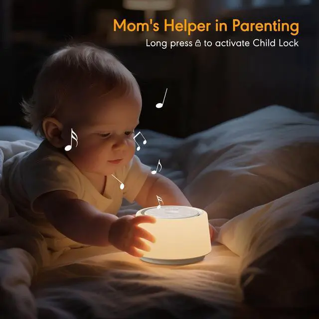 Alt view image 6 of 7 - White Noise Machine with Night Light, 30 Soothing Sounds Portable Sound Machine for Baby and Adults, 10 Color Night Light, 5 Timer Options, Memory Function,Compact for Travel (White)