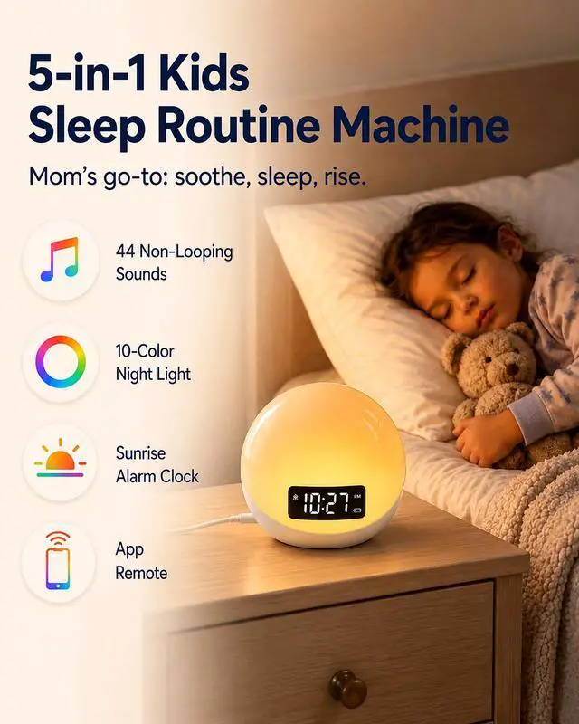 Alt view image 2 of 7 - White Noise Sound Machine with Sunrise Alarm Clock for Kids Baby Shusher