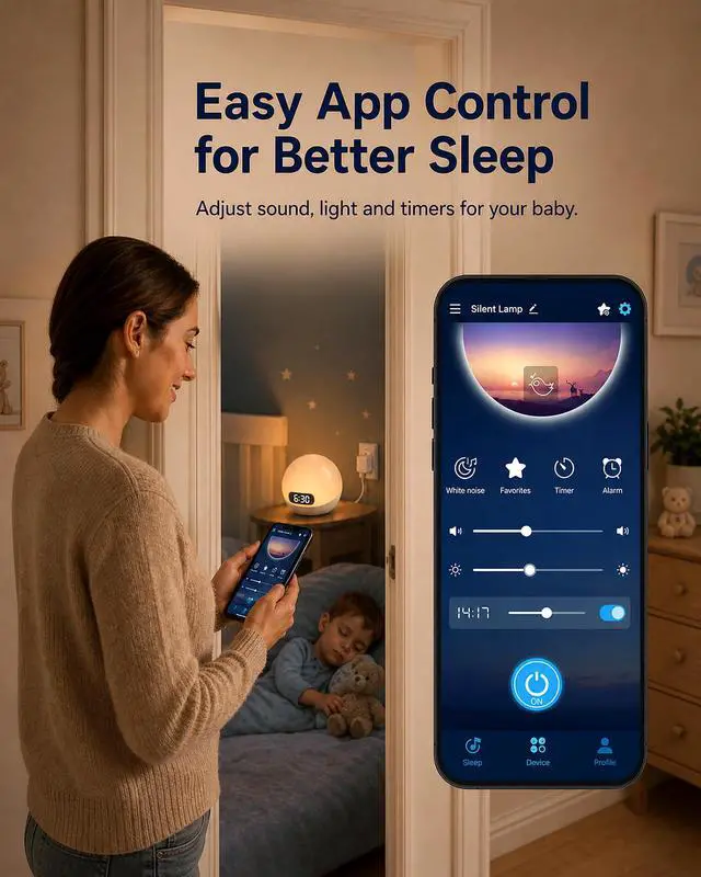 Alt view image 6 of 7 - White Noise Sound Machine with Sunrise Alarm Clock for Kids Baby Shusher