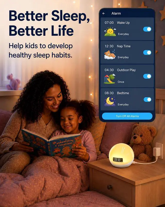 Alt view image 7 of 7 - White Noise Sound Machine with Sunrise Alarm Clock for Kids Baby Shusher