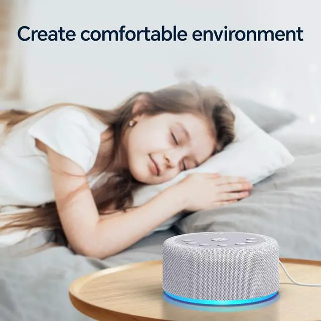 Alt view image 6 of 7 - Sound Machine Night Light White Noise Brown Noise Machine 30 Non Looping Sounds 12 Lights 5 Timers 36 Adjustable Volume Memory Function Sleep Sounds Machine for Baby Kids Adult & Home Office Travel