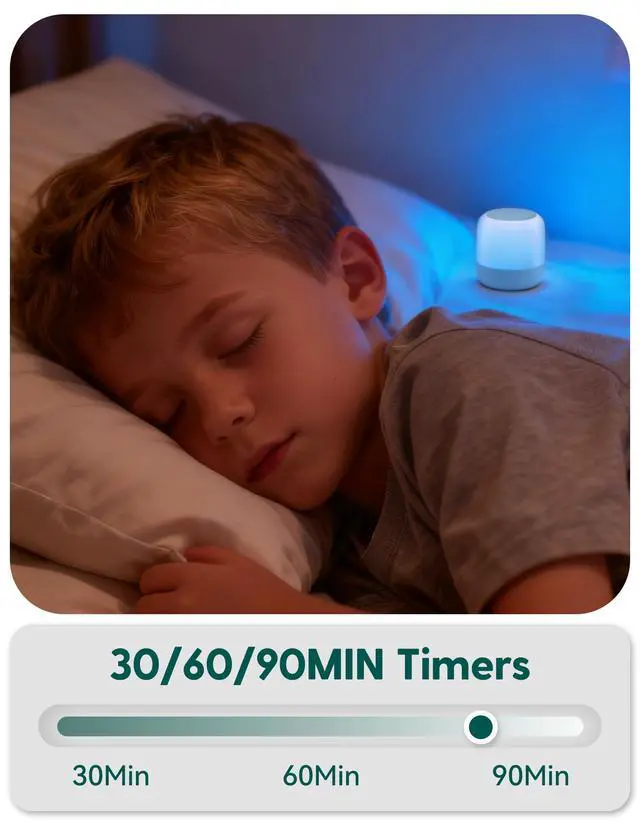 Alt view image 5 of 7 - Pocket Glow White Noise Sound Machine - Upgraded 9 Color Night Lights, 20 Non-Looping Sounds, Timer & Memory Function, Portable for Adults & Babies, White