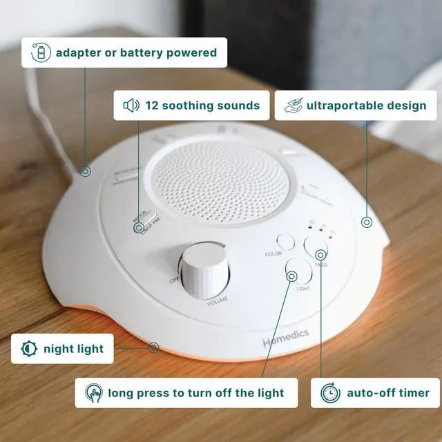 Alt view image 4 of 7 - Sleep Better Portable Sound Machine, Night-Light, Soothing Sounds
