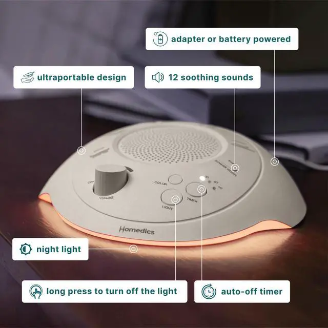 Alt view image 4 of 7 - White Noise Portable Sound Machine, Night Light, Cream