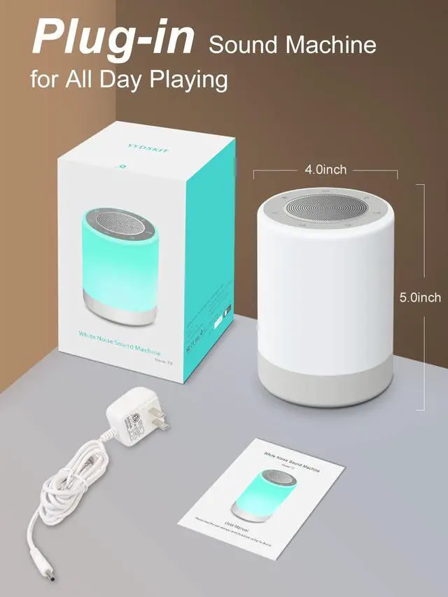 Alt view image 7 of 7 - Sound Machine,White Noise Machine for Baby with Night Light, 32 High Fidelity Sounds,Plug in,5 Timers & Memory Feature, Noise Machine for Baby Kids Adults,Home