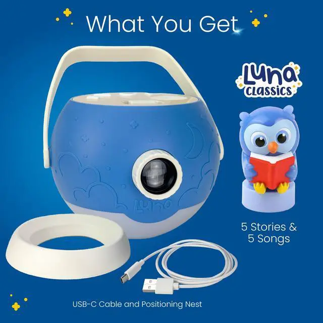 Alt view image 3 of 7 - Kids Book Projector - 5 Read-Aloud Stories, 5 Songs, Night Light & Soothing Dream Music | Children Ages 3+ Storytime Projector for Kids & Toddlers | Educational Toys, Owl