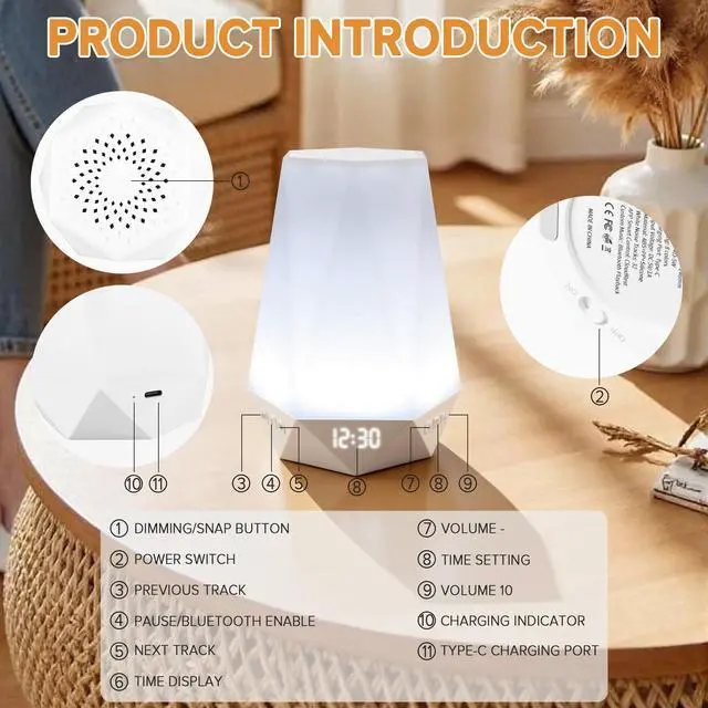 Alt view image 7 of 7 - Sleep Sound MachinesWhite Noise Machine for Baby Sleeping with Night Light, Portable Sound Machine with 32 Soothing Sounds, 8 Night Light Colors, Timer, App Remote Control, Personal Sleep Routine