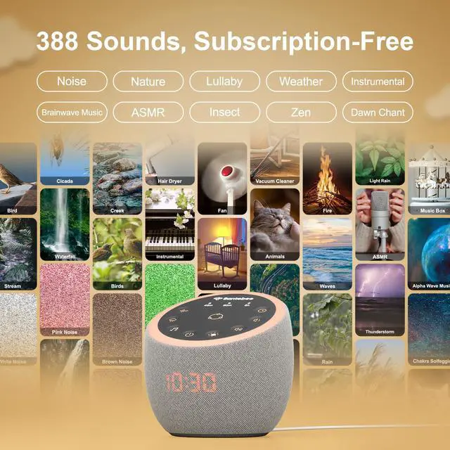 Alt view image 3 of 7 - White Noise Sound Machine for Sleep Smart with 388 Sounds&3 Custom Buttons