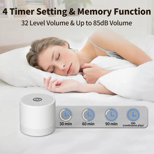 Alt view image 6 of 7 - Sound Machine Mini White Noise Machine with 30 Soothing Sounds 4 Timers Memory Function for Newborn Baby Kids Adults Portable Rechargeable Sleep Brown Noise Machine for Travel Camping Home Office