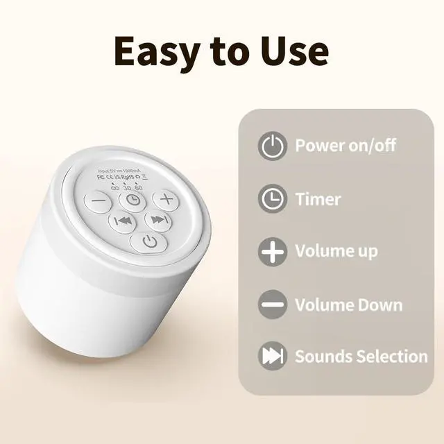 Alt view image 7 of 7 - Sound Machine Mini White Noise Machine with 30 Soothing Sounds 4 Timers Memory Function for Newborn Baby Kids Adults Portable Rechargeable Sleep Brown Noise Machine for Travel Camping Home Office