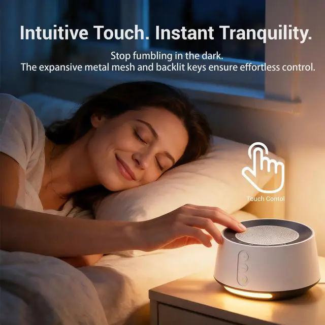 Alt view image 5 of 7 - White Noise Machine with Night Light 20 Soothing Sounds, 10 Color Lights, 5 Timer Settings & Memory Function, Portable Sleep Sound Machine for Baby Nursery, Kids & Adults, Black