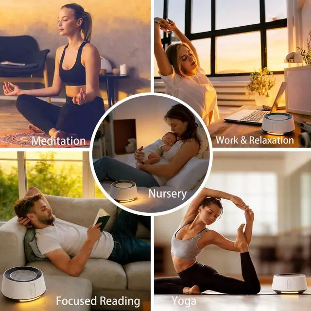 Alt view image 6 of 7 - White Noise Machine with Night Light 20 Soothing Sounds, 10 Color Lights, 5 Timer Settings & Memory Function, Portable Sleep Sound Machine for Baby Nursery, Kids & Adults, Black