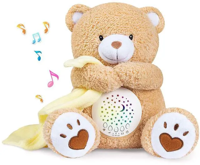 Main image of Baby Sleep Soother Bear, Mom's Heartbeat & Lullabies White Noise Machine, Nursery Decor Night Light Projector, Toddler Crib Sleeping Aid, Newborns Shower Gifts Portable Teddy