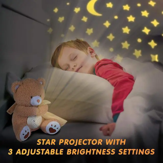 Alt view image 3 of 7 - Baby Sleep Soother Bear, Mom's Heartbeat & Lullabies White Noise Machine, Nursery Decor Night Light Projector, Toddler Crib Sleeping Aid, Newborns Shower Gifts Portable Teddy