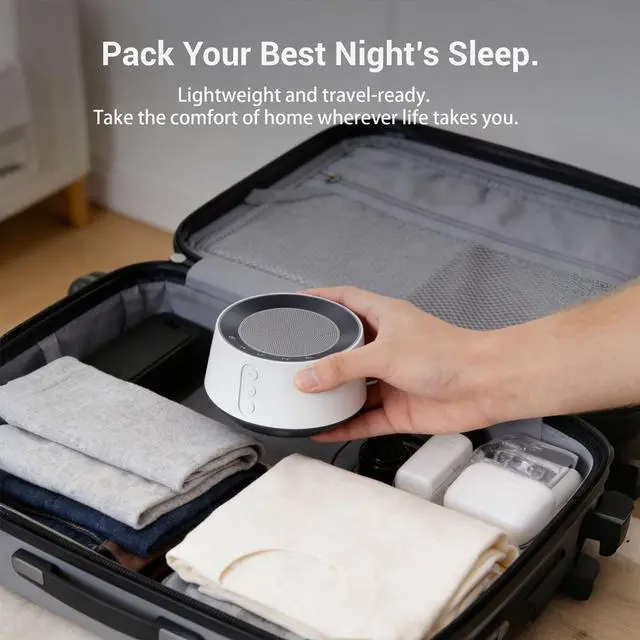 Alt view image 7 of 7 - White Noise Machine with Night Light 20 Soothing Sounds, 10 Color Lights, 5 Timer Settings & Memory Function, Portable Sleep Sound Machine for Baby Nursery, Kids & Adults, Black