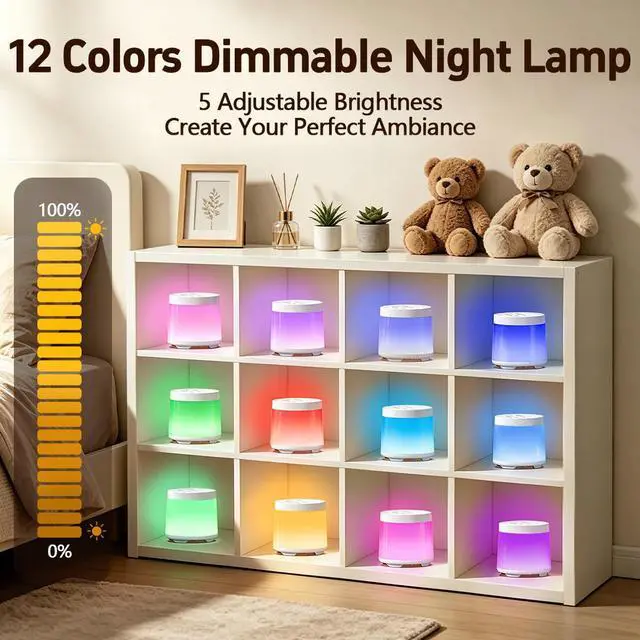 Alt view image 3 of 7 - Rechargeable Nursery Night Light Sound White Noise Machine for Baby Kids Adults with Hushing Sounds 30 Sleeping Sounds 12 Colors Night Light 4 Timers Memory Function for Home Breastfeeding Camping