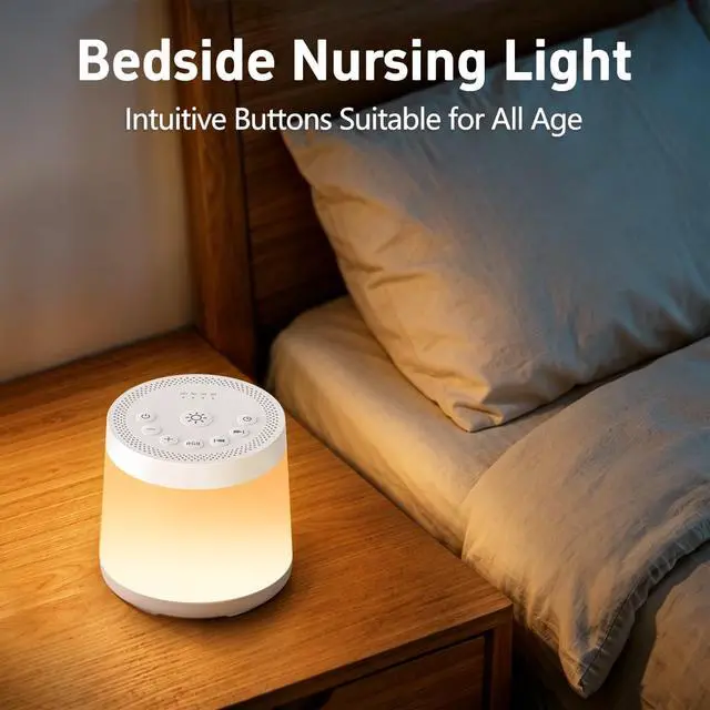 Alt view image 6 of 7 - Rechargeable Nursery Night Light Sound White Noise Machine for Baby Kids Adults with Hushing Sounds 30 Sleeping Sounds 12 Colors Night Light 4 Timers Memory Function for Home Breastfeeding Camping