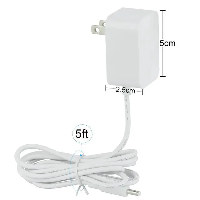 Alt view image 4 of 4 - Adapter Power Cord Replacement for Hatch Baby Rest, Rest+ and Rest Mini Sound Machine, Barrel Style 5V 2A White AC Supply Charger with 5ft Cable