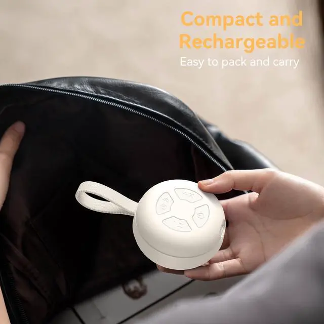 Alt view image 6 of 7 - Portable Baby Sound Machine, White Noise Sleep Soother with 12 Soothing Sounds, 15H Battery, Timer & Bluetooth, Noise Canceling for Travel, Nursery, Stroller, Registry Gift for Newborn