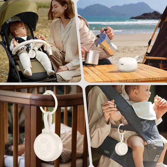 Alt view image 7 of 7 - Portable Baby Sound Machine, White Noise Sleep Soother with 12 Soothing Sounds, 15H Battery, Timer & Bluetooth, Noise Canceling for Travel, Nursery, Stroller, Registry Gift for Newborn