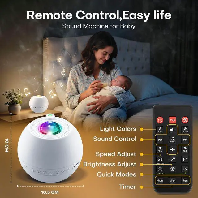 Alt view image 6 of 7 - Sound Machine Light Projector, 30 Sleep Sounds for Adult, Bluetooth Speaker