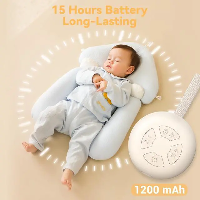 Alt view image 2 of 7 - Portable Baby Sound Machine, White Noise Sleep Soother with 12 Soothing Sounds, 15H Battery, Timer & Bluetooth, Noise Canceling for Travel, Nursery, Stroller, Registry Gift for Newborn