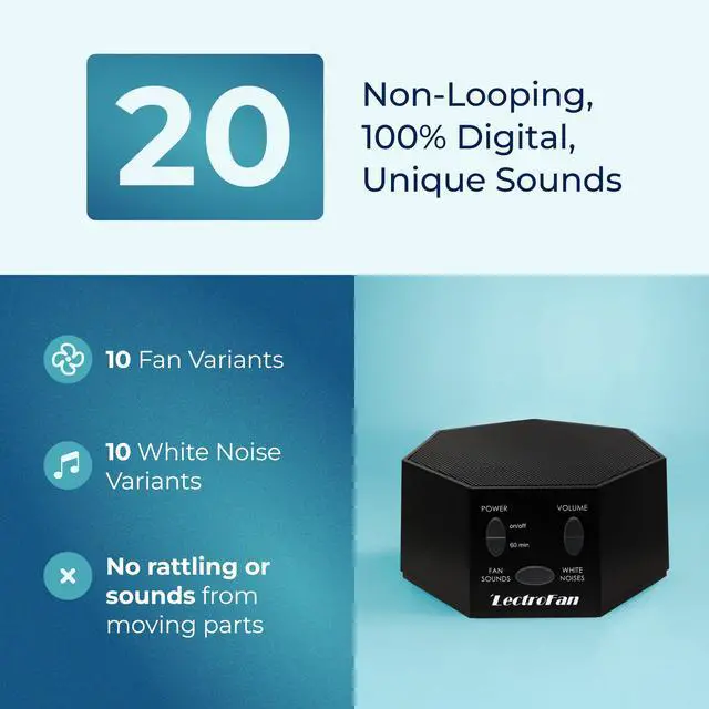 Alt view image 3 of 7 - LectroFan Classic - Soothing Sound Machine for Sleep - Built-in Sleep Timer - Compact Design - Non-Looping Sounds - Speech Privacy - Black