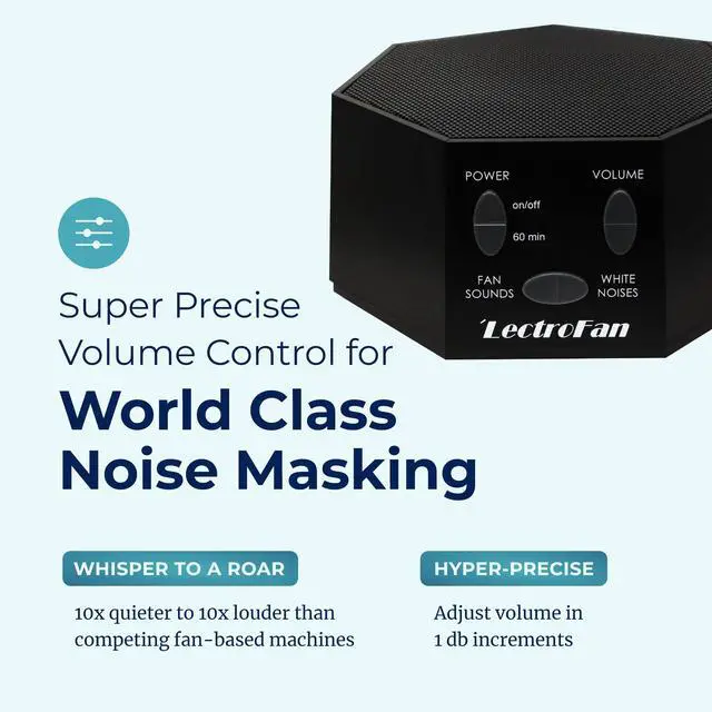 Alt view image 5 of 7 - LectroFan Classic - Soothing Sound Machine for Sleep - Built-in Sleep Timer - Compact Design - Non-Looping Sounds - Speech Privacy - Black