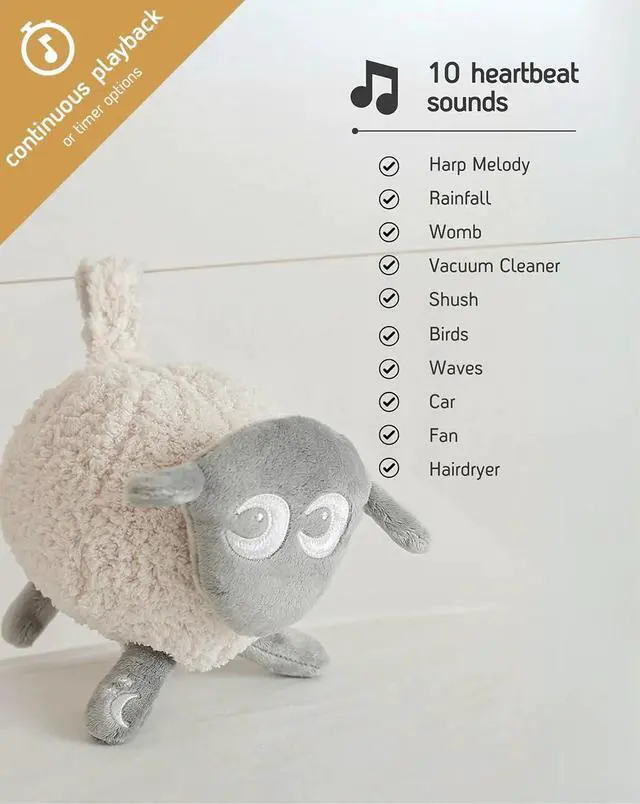 Alt view image 3 of 7 - Rechargeable Ewan Deluxe, Gray | Baby & Toddler White Noise Sound Machine | Cry Sensor & Nightlight | 10 Soothing Sounds | Continuous or Timer Playback | Machine Washable