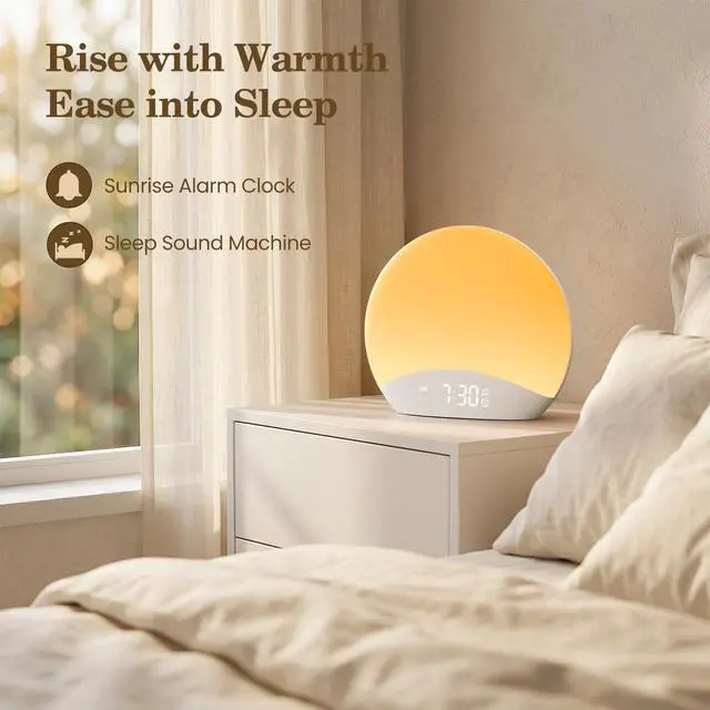 Alt view image 3 of 7 - Sound Machine Sunrise Alarm Clock with Night Light for Bedrooms