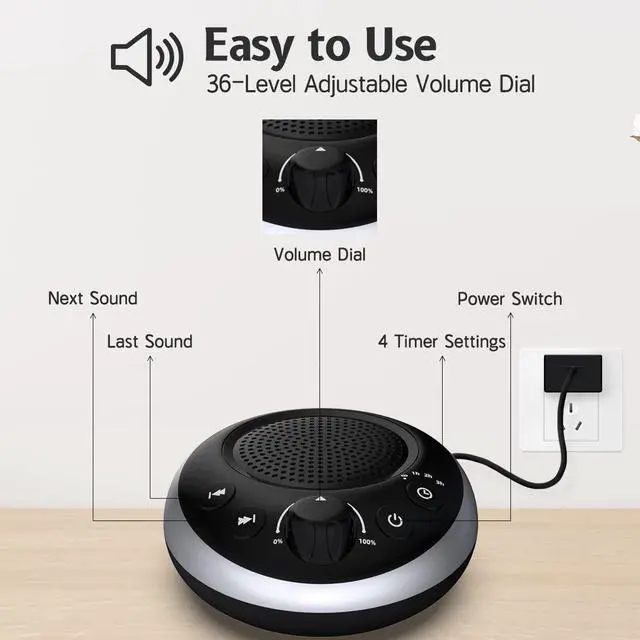 Alt view image 3 of 7 - Sound Machine Loud White Noise Machine Nonstop Brown Noise Sleep Machine 30 Soothing Sounds for Baby Kids Adults Pink Noise Sounds Machine 36-Level Vol 4 Timer Memory Function for Home Travel Office