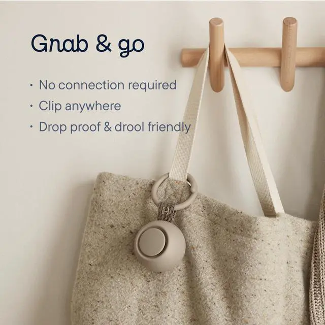Alt view image 3 of 7 - Go | Portable Sound Machine for Babies and Kids | Sleep Soother | 10 Soothing Sounds | White Noise | Shush | Travel | Registry Gift | Baby Shower | Clips on Stroller | Greige