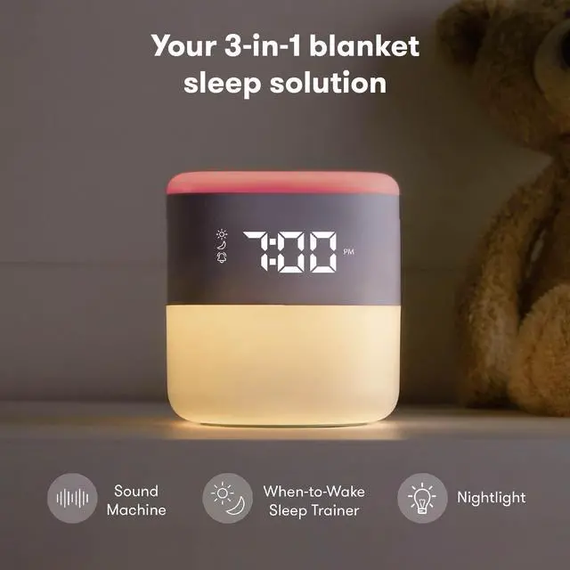 Alt view image 2 of 7 - Baby 3-in-1 Alarm Clock + Sound Machine + Nightlight | Wake Up Light Sunrise Alarm Clock, White Noise Soother, Sleep Trainer, Nursery + Toddler + Kids Bedroom (Bluetooth)