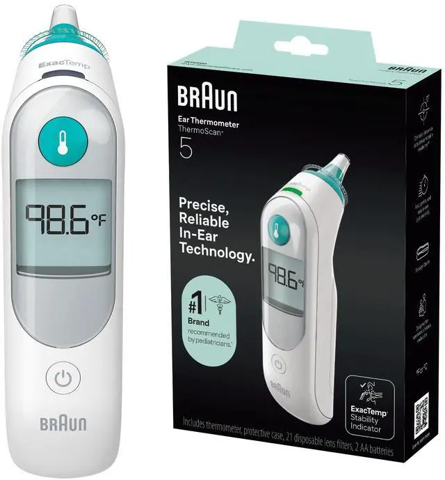 Main image of ThermoScan 5 Ear Thermometer, Digital Display, Baby and Infant Thermometer with ExacTemp Stability Indicator for Professional Accuracy, Recommended by Pediatricians