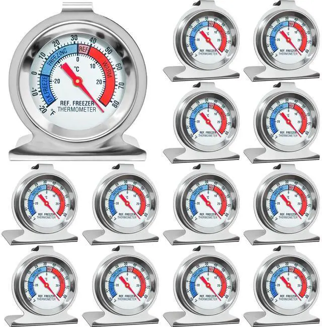 Main image of 12 Pack Refrigerator Freezer Thermometer Large Dial Fridge Thermometer with Dual-Scale -30~30°C/-20~80°F for Freezer Refrigerator Cooler
