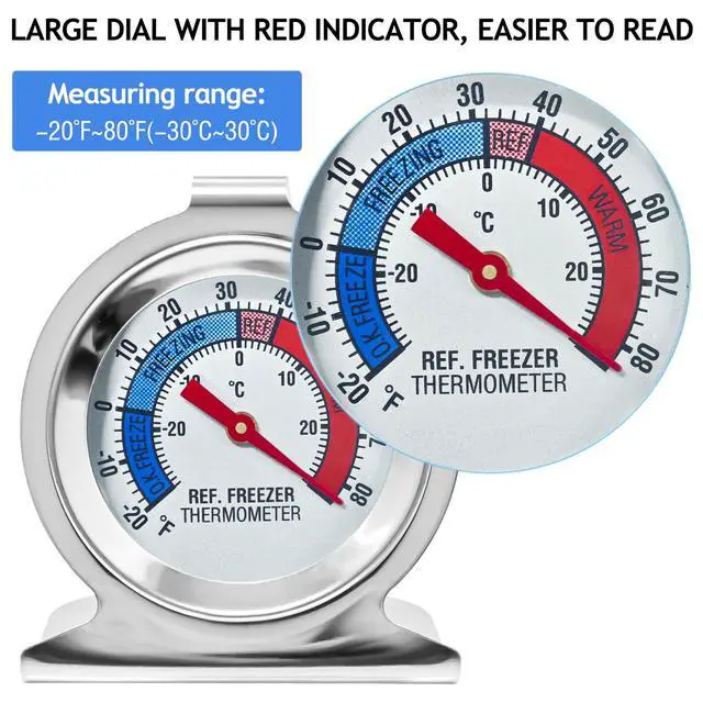 Alt view image 2 of 7 - 12 Pack Refrigerator Freezer Thermometer Large Dial Fridge Thermometer with Dual-Scale -30~30°C/-20~80°F for Freezer Refrigerator Cooler