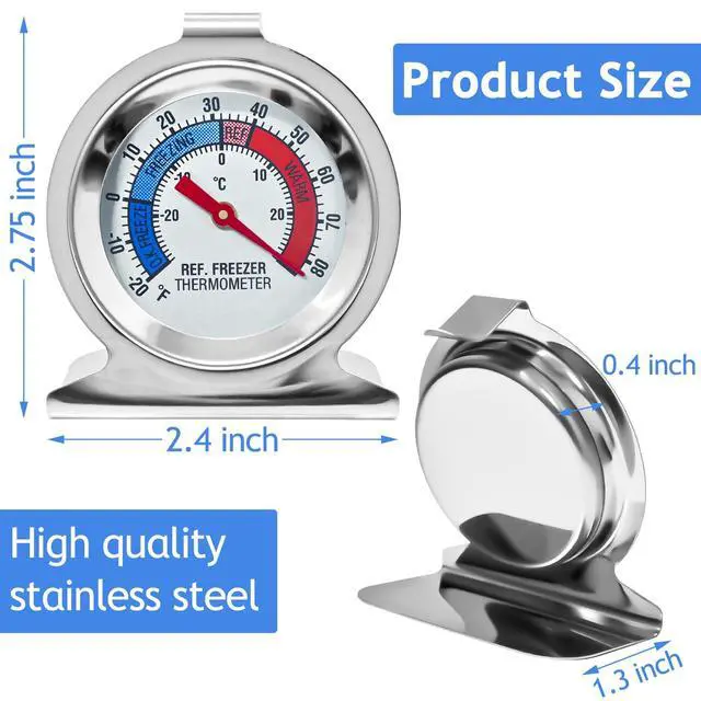 Alt view image 3 of 7 - 12 Pack Refrigerator Freezer Thermometer Large Dial Fridge Thermometer with Dual-Scale -30~30°C/-20~80°F for Freezer Refrigerator Cooler