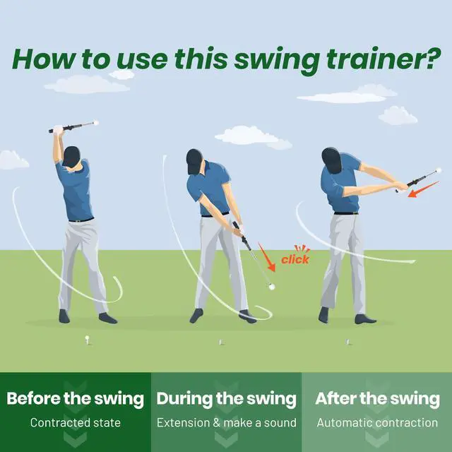 Alt view image 5 of 7 - Retractable Golf Swing Trainer, Training Aid with Grip Trainer, Swing Mechanics for Beginners & Tempo Training for Advanced, Click Feedback, Muscle Training, Indoor/Outdoor