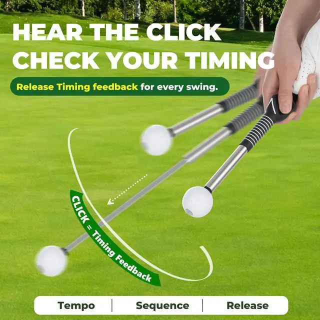 Alt view image 6 of 7 - Retractable Golf Swing Trainer, Training Aid with Grip Trainer, Swing Mechanics for Beginners & Tempo Training for Advanced, Click Feedback, Muscle Training, Indoor/Outdoor