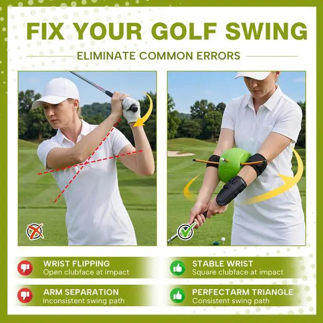 Alt view image 2 of 6 - 3 in 1 Golf Swing Training Aid Set, Smart Ball Trainer with Wrist Brace and Arm Strap, Golf Swing Correction Tool for Hand Positioning, Arm Body Connect, Wrist Stability Practice