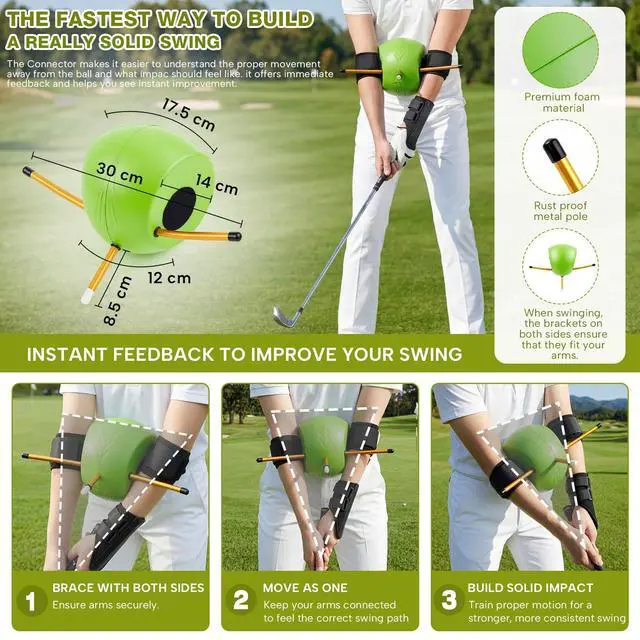 Alt view image 3 of 6 - 3 in 1 Golf Swing Training Aid Set, Smart Ball Trainer with Wrist Brace and Arm Strap, Golf Swing Correction Tool for Hand Positioning, Arm Body Connect, Wrist Stability Practice
