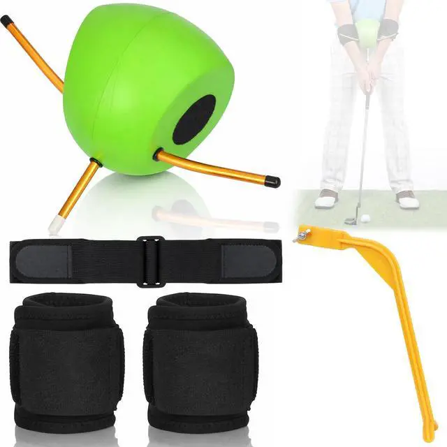 Main image of 3-in-1 Golf Swing Trainer Aid Set: Includes Golf Training Aid Ball, Swing Correcting Arm Band, Wrist Hinge & 2 Wristbands | Complete Golf Training Aids for Posture, Tempo and Proper Swing Mechanics
