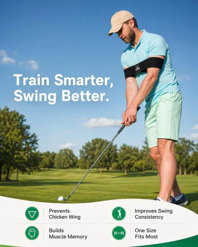 Alt view image 3 of 6 - Golf Arm Band Training Aid for Swing Connection, Arm Connection Golf Trainer for Better Tempo, Ball Striking & Consistency, Easy Golf Swing Training Aid for Indoor Practice, Golf Gift for Golfers