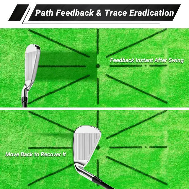 Alt view image 4 of 7 - Portable & Foldable Golf Practice Mat Dual-Turf Golf Hitting Mat for Indoor & Outdoor Swing and Chipping Fairway & Rough Turf Golf Training Mat for Backyard and Home (Heavy Duty Suede Mat)