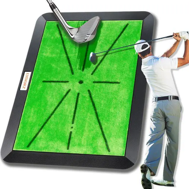 Alt view image 2 of 7 - Portable & Foldable Golf Practice Mat Dual-Turf Golf Hitting Mat for Indoor & Outdoor Swing and Chipping Fairway & Rough Turf Golf Training Mat for Backyard and Home (Heavy Duty Suede Mat)