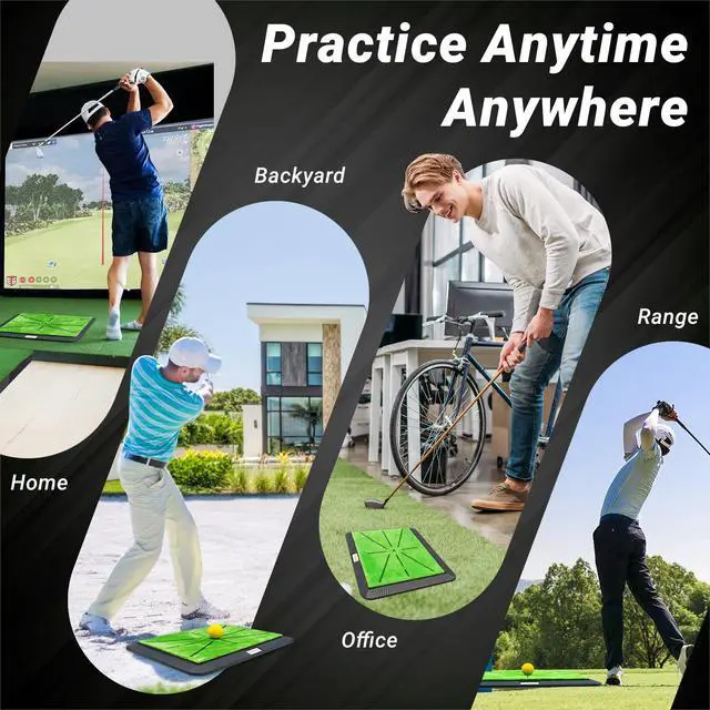 Alt view image 6 of 7 - Portable & Foldable Golf Practice Mat Dual-Turf Golf Hitting Mat for Indoor & Outdoor Swing and Chipping Fairway & Rough Turf Golf Training Mat for Backyard and Home (Heavy Duty Suede Mat)